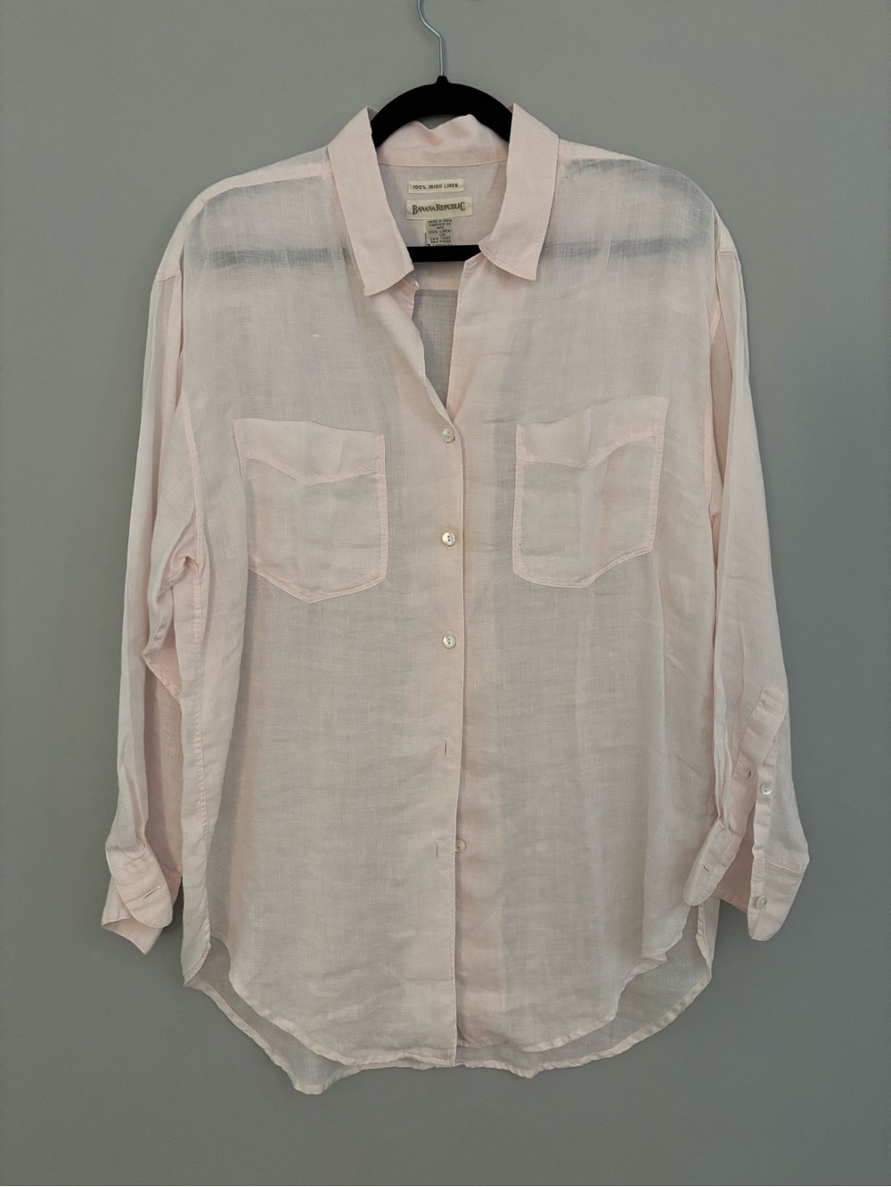 Banana Republic pale pink linen button-up blouse $148 - Medium